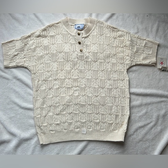 NWT 70s Vintage Bay Point Threads Textured Short Sleeve Knit Sweater size L - Picture 2 of 10